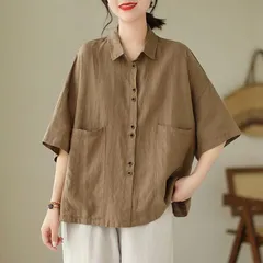 シャツ レディース ゆったり トップス 森ガール シンプル おしゃれ 春夏 女性 長袖シャツ 体型カバー 秋 日常 可愛い 上着 プルオーバ 原宿