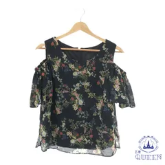 ☆美品☆ CLEAR IMPRESSION クリアインプレッション ブラウス トップス ノースリーブ Uネック フリル カジュアル おしゃれ レディース ブラック ボタニカル 2 901-6525 送料無料 古着