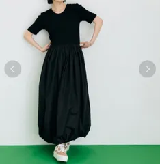 ADAM ET ROPE アダムエロペ リブコンビバルーンワンピース ロングワンピース 切替ワンピース 半袖 シンプル GAE-02230-A 黒 ブラック フリーサイズ レディース 夏 ゴーゴー古着マルイ北千住店 23 No.83