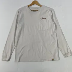 Carhartt/カーハート LOOSEFIT ポケット刺繍 ロンT ワンポイント刺繡 GUATEMALA製 メンズ M 8～10 ホワイト