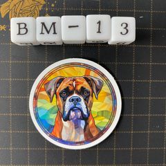 방수 스티커 복서 개 스테인드 글라스 풍 BM-13