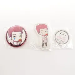 HUNTER<!-利用不可文字-!>HUNTER 奇術師ヒソカのヒソカフェ アクリルスタンド 缶バッジ 2点セット アクスタ ハンターハンター アニメイトカフェ