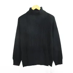 メンズメルローズ MEN'S MELROSE ニット セーター 長袖 タートルネック アラン柄 カシミヤタッチ 4 ブラック ※EKM のサムネイル