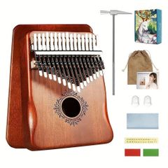 カリンバ 17キー 親指ピアノ - Mbira - 木製 ポータブル キャリーバッグ・説明書付き フレンド・ファミリーに