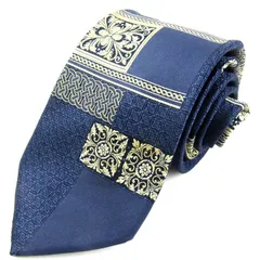 キミジマ ブランドネクタイ 総柄 格子柄 シルク 日本製 メンズ ネイビー KIMIJIMA PARIS TOKYO 【中古】