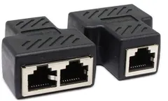 JUTOSU RJ45 LANケーブル延長コネクタ ２分岐, RJ45 ケーブル用中継インターネット LANイーサネットソケットコネクタアダプタ 二 股 分岐 コンパクト ギガビット タ プラグ 8P8C 2本セット