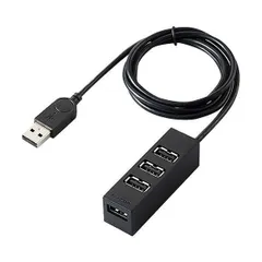 （まとめ）エレコム 機能主義USBハブ 4ポートケーブル長100cm ブラック U2H-TZ427BBK 1個〔×5セット〕