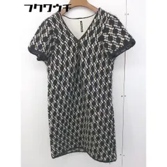 ◇ FRAPBOIS フラボア フレンチスリーブ 膝丈 ニット ワンピース サイズ1 ベージュ系 ブラック レディース  【中古】 【1201310000868】