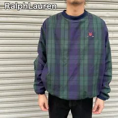 90s☆USA製ラルフローレン☆ブラックウォッチ柄プルオーバー☆フリースライナー