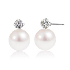[シアーズ] ピアス  PT900 アコヤ真珠 5.0～5.5mm 天然ダイヤモンド 0.08ct スタッド se56-0009-n-pt