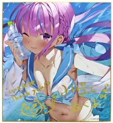 ホロライブ 湊あくあ 誕生日記念2022 ランダム色紙 箔押し複製サイン