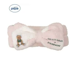 【新品】【ソフトピンク】gelato pique STARBUCKS　パウダーベア刺繍ボーダーヘアバンド ソフトピンク ジェラートピケ スターバックス