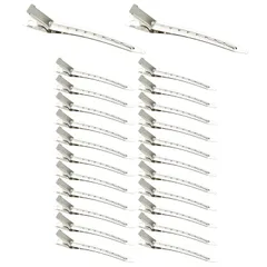 【新着商品】24本セット SHULLIN ステンレス ダッカール ヘアクリップ 美容業界 特許 ダッカール 強力 跡がつかない ヘアクリップ ヘアピン 前髪 髪留め クリップ ワニクリップ プロ用 ヘアカット クリップ メイク用 美容業界 業務用 9cm (シ
