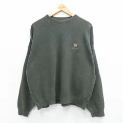 XL/古着 リー Lee 長袖 セーター メンズ 90s SATRUN 大きいサイズ コットン クルーネック 濃緑 グリーン 25oct22 中古 ニット トップスのサムネイル
