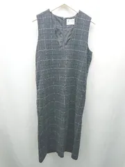 ◇ FORK＆SPOON チェック柄 スリーブレス バックジップ ロング丈 ワンピース サイズF グレー レディース E  【1310050018092】