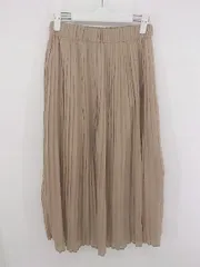 ◇ natural couture ウエストゴム 大人女子 ロング プリーツ スカート サイズF ベージュ レディース P  【1307150004759】