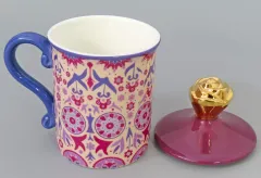【中古】マグカップ･湯のみ ANNA SUI フタ付きマグ レトロフラワー ベージュ