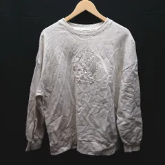 ◇ apres jour mignon クルーネック　刺<!-利用不可文字-!>　シンプル 長袖 トレーナー サイズLL クリーム系 レディース E  【1303020029020】