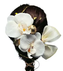 髪飾り 大輪 胡蝶蘭 2輪 白無垢 和装 袴 着物 浴衣 振袖 卒業式 成人式 結婚式 和紐 とリボンと 水引 金箔 人気 ブライダル 花嫁 ロープ ゴールド シルバー ヘアアクセサリー