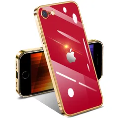 【在庫処分】iPhone SE3/SE2 ケース クリア 第3/2世代 耐衝撃アイフォンSE3/SE2/8/7 カバー 透明 メッキ加工 ワイヤレス充電 薄型 柔らかい 軽量 TPU 黄変防止 ファッション ソフトケース 人気 保護カバー(ゴールド)