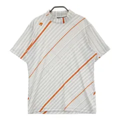 サイズ：M DESCENTE GOLF デサントゴルフ  モックネック 半袖Tシャツ ストライプ柄 グレー系 [240101475473] ゴルフウェア メンズ ストスト