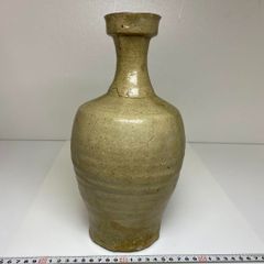 萩焼 十一世 野坂江月 作 「萩 旅枕 花入」 共箱・陶歴付（坂高麗