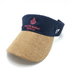 【超美品】マスターバニー サンバイザー ネイビー×ライトブラウン 一部サッカー生地 FR  ゴルフウェア MASTER BUNNY EDITION