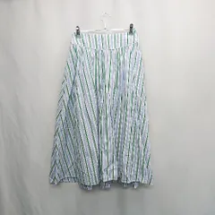 ◇ Θ IENA イエナ ストライプ柄 膝下丈 フレア スカート サイズ36 ブルー系 レディース E  【1503060014424】
