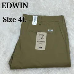【新品タグ付き】EDWIN エドウィン WEEK AND DAY レギュラーフィット チノパン サイズ4L ベージュ ストライプ ストレッチ 大きいサイズ K4020-9702
