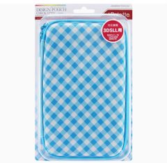 New3DSLL/3DSLL用本体EVA素材収納ポーチ『+Palette デザインポーチ:チェックスタイル (ギンガムブルー) 』