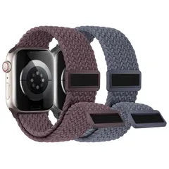新品 【2枚入り】Knossen コンパチブル アップルウォッチ バンド 42/41/40/38mm 編み込み Apple Watch バンド ナイロン 磁気吸着式バックル 強力なマグネット アップルウォッチ スポーツベルト 伸縮性 iWatch Series