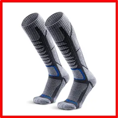 【匿名配送】レトロ グレー 2 足セット_XL [WEIERYA] メリノウール スキーソックス 2 足セット、防寒 長い 膝丈 靴下 スキー、スノーボード、冬