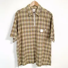 #snc カールヘルム KarlHelmut 半袖シャツ L ベージュ カーキ チェック ハーフジップ メンズ [781945]のサムネイル