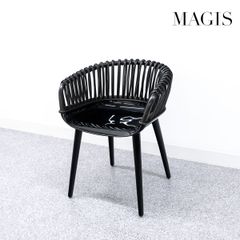 【中古品】MAGIS マジス Cyborg Club サイボーグ クラブ ダイニング ウィッカー チェア ラタン ブラック マルセル・ワンダース 定価15万