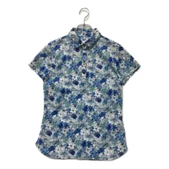 中古 レディース キャロウェイ Callaway 半袖ポロシャツ M 青系×白 ブルー×ホワイト 花柄