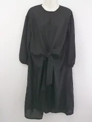 ◇ natural couture ナチュラルクチュール ウエストリボン 長袖 膝下丈 ワンピース サイズM ブラック レディース P  【中古】 【1208260003390】