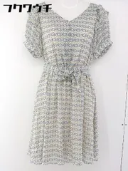 ◇ ◎ one after another NICE CLAUP 花柄 半袖 ミニ ワンピース サイズ F ベージュ系 ブルー マルチ レディース  【中古】 【1106280002617】