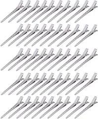 散髪 前髪 クリップ ワニ口クリップ 美容業界 髪留め 50本セット ヘアピン プロ用 ワニクリップ ヘアクリップ ステンレス 前髪クリップ ダッカール 9cm BetterJonny (シルバー)…