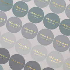 48枚 箔押し ショップシール サンキューシール 【E】3cm丸 箔押し ゴールド文字 オーダー 名入れ ギフト 文字入れ ハンドメイド アクセサリー くすみカラー