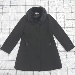◇ ⊇ メゾピアノ 可愛い系 長袖 フェイクファー衿つきロングコート サイズS ブラック系 キッズ 子供服 E  【1508200031637】