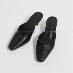 希少美品　ヨウジヤマモト　ミュール　スリッパ　レザー　ポインテッドトゥ　38　黒 希少美品 ヨウジヤマモト ミュール スリッパ レザー ポイン