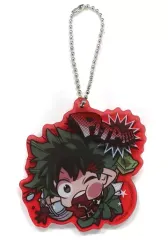 【中古】キーホルダー・マスコット(キャラクター) 緑谷出久(背景赤) 「ぴた!でふぉめ 僕のヒーローアカデミア 激突 アクリルキーホルダー」 文教堂・アニメガBOX購入特典