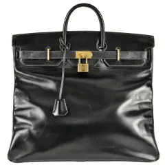 エルメス HERMES オータクロア50 ハンドバッグ ボックスカーフ 〇R刻印(1988年製造)刻印 ブラック ゴールド金具 ボストンバッグ ヴィンテージ【中古】のサムネイル
