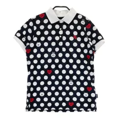 サイズ：0 PEARLY GATES パーリーゲイツ ;×LINE 半袖ポロシャツ ライン ドット柄 ネイビー系 [240101491752] ゴルフウェア レディース ストスト