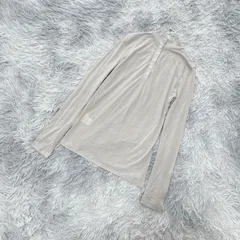 【美品】HANS STYLE  ハイネックカットソー  ヘンリーネック (S)  カジュアル  モード  レディース  ベージュ系  明るい薄茶色【送料無料】　ウール 混