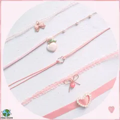 チョーカー ネックレス レディース ピンク リボン ハート かわいいデザインチョーカー パステルカラー ピンク系カラーチョーカー オシャレデザイン