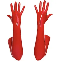 【在庫処分】[LXLUOO] アダルトセクシーロンググローブ、フェイクレザーロンググローブ、レザーセクシーエレガントEMグローブ、レディースセクシーエラスティックシャイニーウェットルックサテンロンググローブ