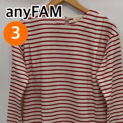 anyFAM エニィファム トップス 長袖 ワンピース ボーダー ホワイト レッド レディース 3サイズ【CT1151】