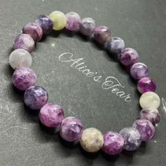 ♤ ♣︎ 🍇みたい〜ミックスレピドライト ♧ ♠︎ マイカブレスレット☆ リチア雲母天然石C12098