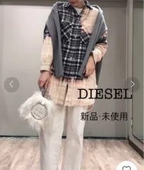 【新品・未使用】DIESELチェック柄長袖シャツドレスワンピース ネックレス付き